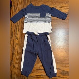 Splendid boys blue striped matching outfit set 6-12 months